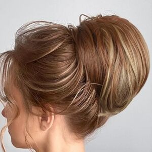 Brown Blonde Highlighted Synthetic Hair Bun Extension Drawstring Comb Hair NEW